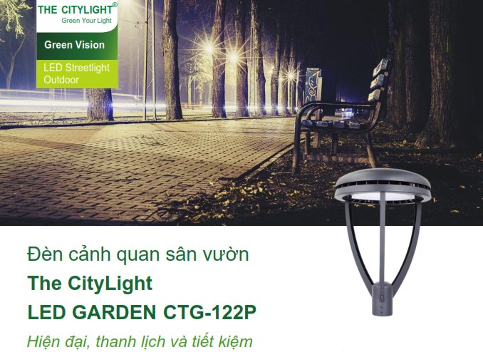 Đèn LED chiếu sáng đường phố cảnh quan sân vườn The Citylight CTG 122P 30W