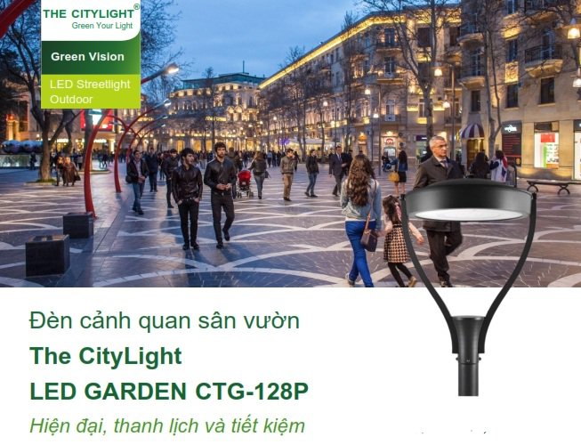 Đèn LED chiếu sáng đường phố cảnh quan sân vườn The Citylight CTG 128P 20W